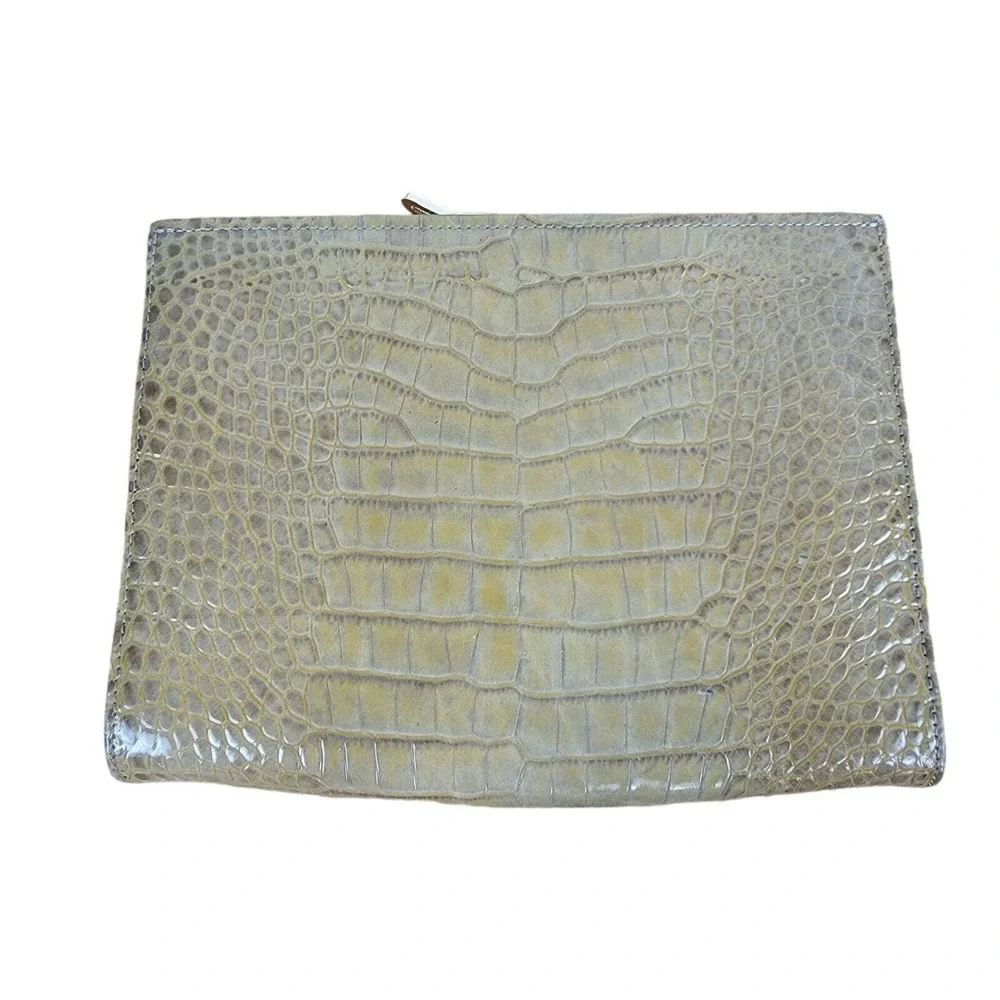 Abas Wallet Alligator Embossed Leather Clutch Clasp